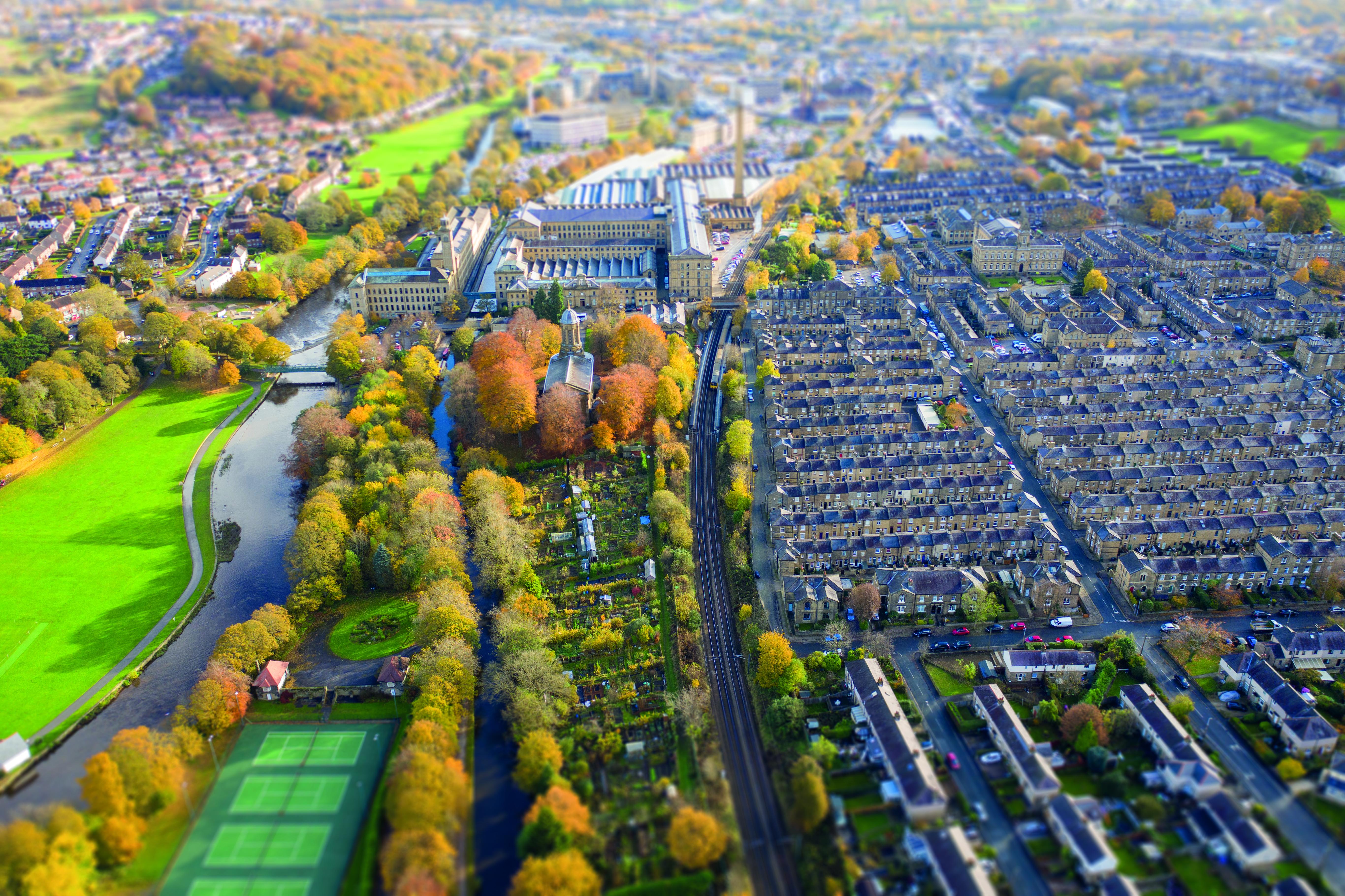 Aerial photo of Saltaire, Shipley