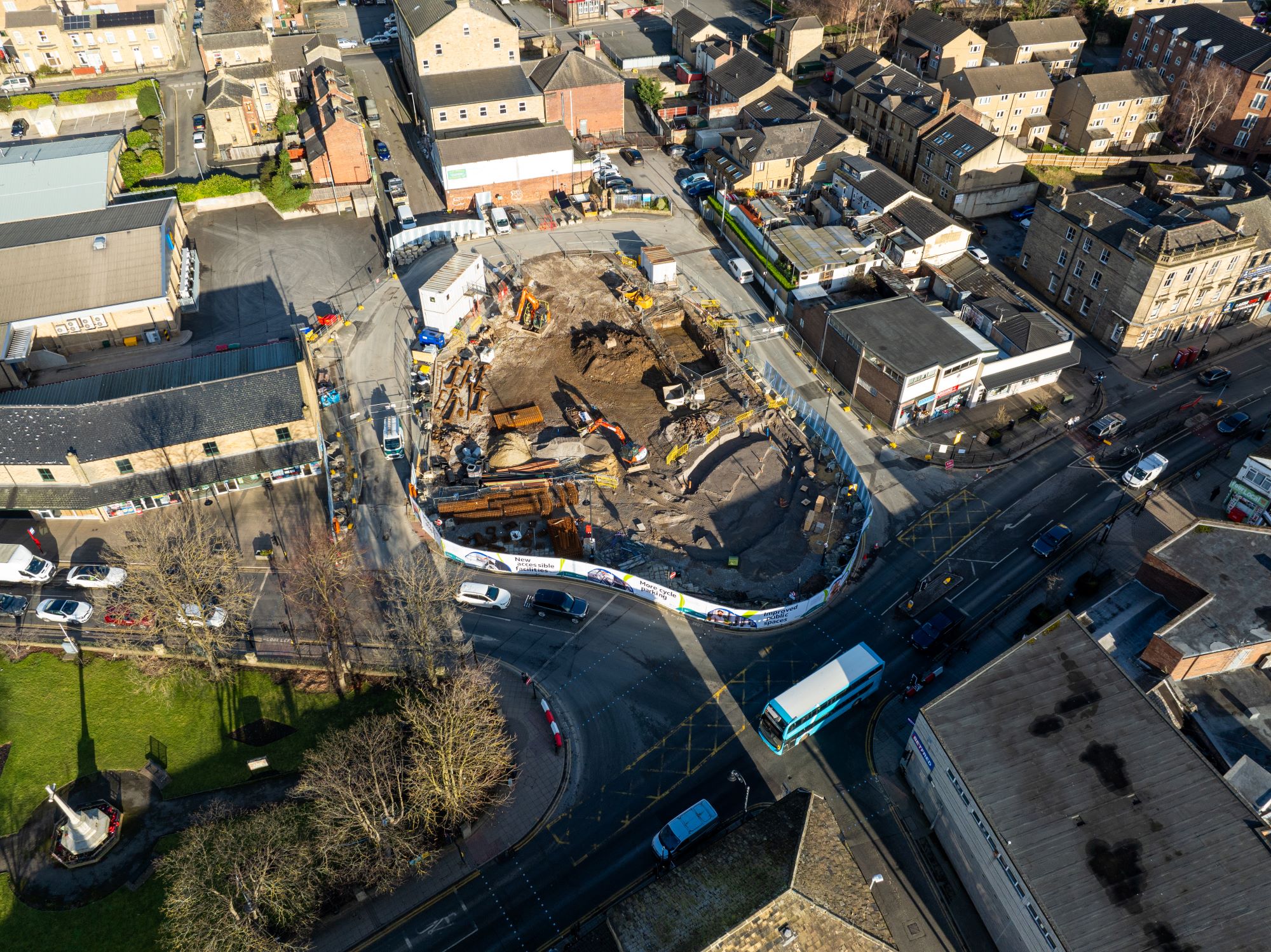 Heckmondwike Bus Station Construction Drone Feb 25 3